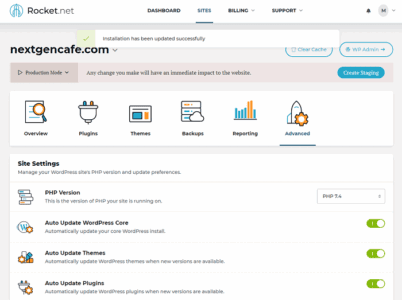 Rocket.net Hosting Review - Why It's Your Best Bet? 6 Rocket hosting dashboard
