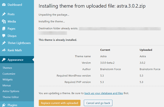how to update a wordpress theme easily
