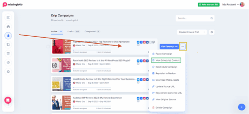 Manage Missinglettr posts