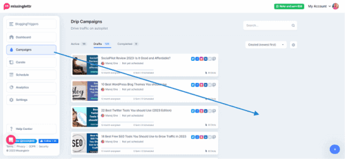 Missinglettr drip campaign