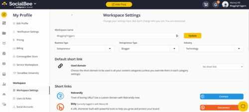 socialbee workspaces