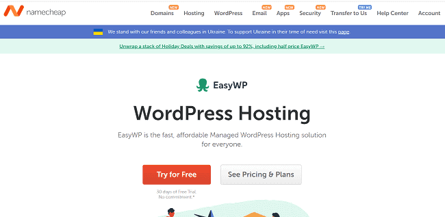 Namecheap free hosting trial