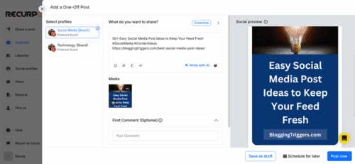 RecurPost Pinterest share