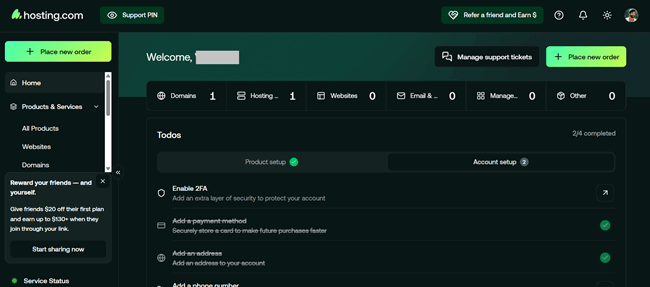 hosting com dashboard hosting com dashboard