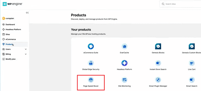 WP ENGINE interface WP ENGINE interface